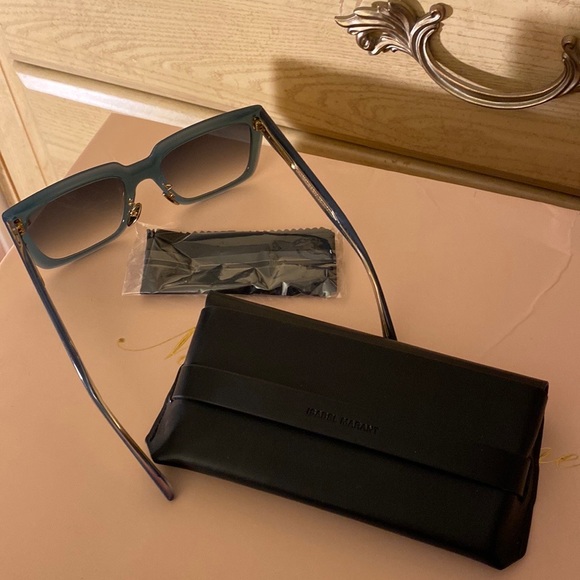 NWT Isabel Marant Sophy Rectangle Square frame acetate Designer Sunglasses GREEN - Picture 10 of 17